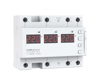 Реле напряжения ZUBR D6-63 red