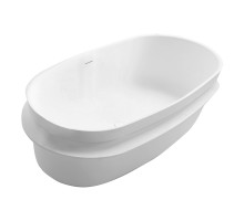 Ванна 163*75*53см отдельностоящая каменная Solid surface, с полочкой