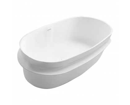 Ванна 163*75*53см отдельностоящая каменная Solid surface, с полочкой