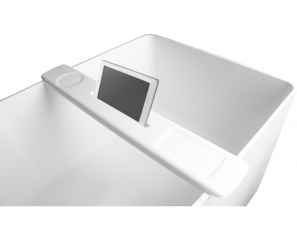 Полка на ванну 87*11,5*2,4см накладная каменная Solid surface, белый